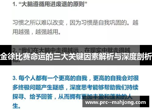 金徐比赛命运的三大关键因素解析与深度剖析